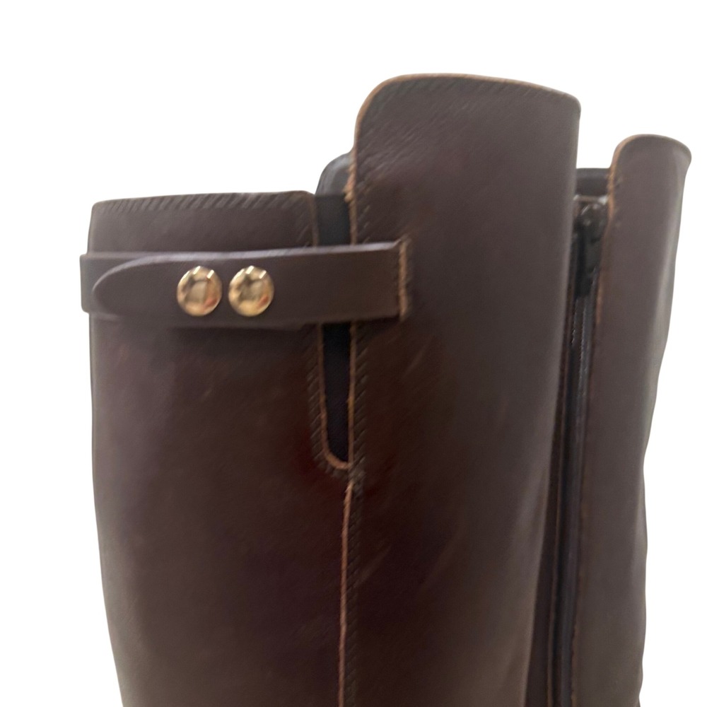 Vince Camuto Riding Boots Womens 8.5 Brown Leather Gold Hardware Tall - Picture 7 of 13